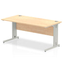 Dynamic Office Solutions Impulse 1600mm straight desk with cable managed silver cantilever legs and beech top