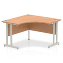 Corner desk in beech finish with silver legs, featuring a 1200mm cantilever design by Dynamic Office Solutions