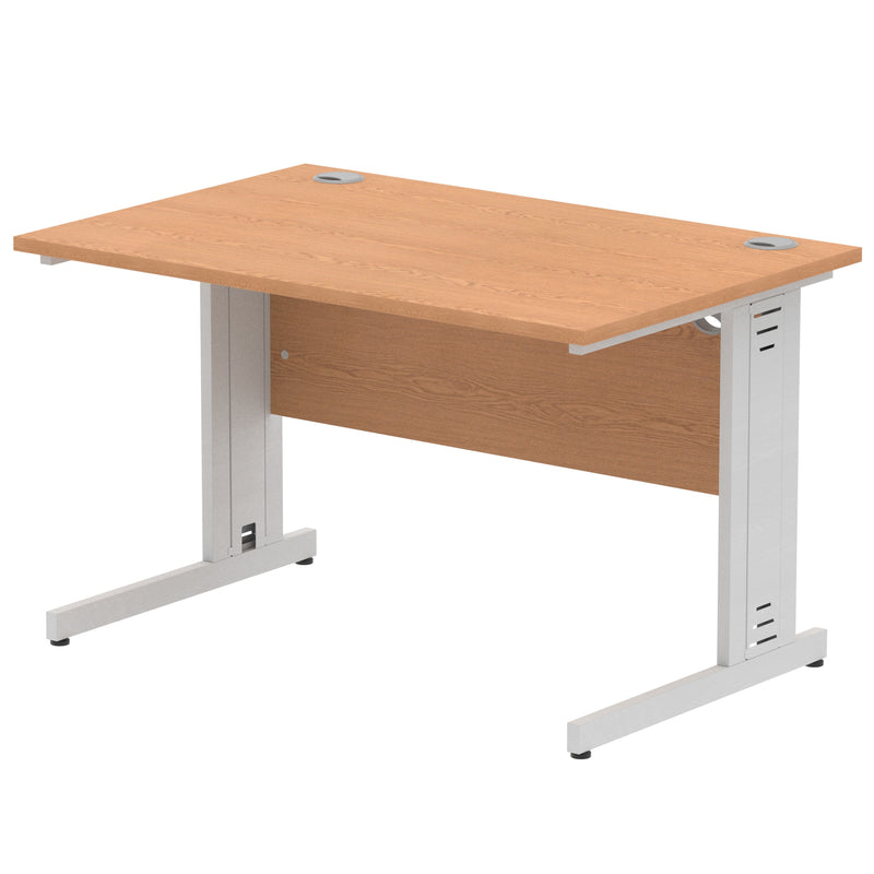 Dynamic Office Solutions Impulse desk, 1200 × 800 mm, oak top and silver cable-managed leg