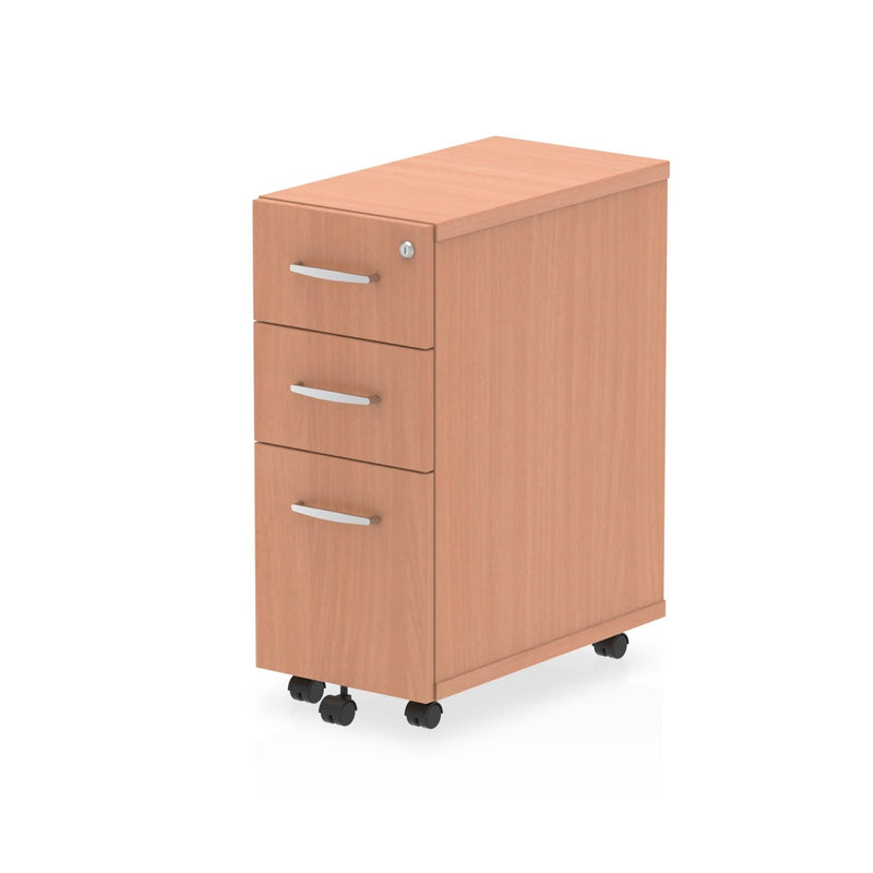 Dynamic Office Solutions Impulse Narrow Under Desk Pedestal in Beech with three drawers