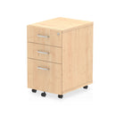 Dynamic Office Solutions 3-drawer under desk pedestal in beech wood, featuring a modern design, assembly required.
