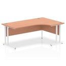 Dynamic Office Solutions Impulse 1800mm right crescent desk with cantilever leg, beech top, silver leg, cable managed design