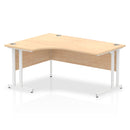 Dynamic Office Solutions 1600mm left crescent desk with cantilever legs in beech top and silver legs.