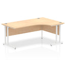 Beech corner desk with cantilever leg and cable management by Dynamic Office Solutions
