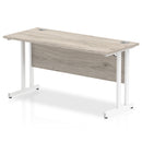 Beech top slimline desk with silver cantilever legs by Dynamic Office Solutions
