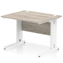 Dynamic Office Solutions Impulse desk, 1000 × 800 mm, grey-oak top and white cable-managed leg
