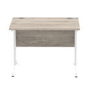 Impulse 1000mm straight desk with cable-managed cantilever leg in beech and silver finish.