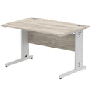 Dynamic Office Solutions Impulse desk, 1200 × 800 mm, grey-oak top and silver cable-managed leg
