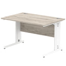 Dynamic Office Solutions Impulse desk, 1200 × 800 mm, grey-oak top and white cable-managed leg