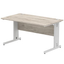 Dynamic Office Solutions Impulse desk, 1400 × 800 mm, grey-oak top and silver  cable-managed leg