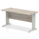 Beech top slimline desk with sleek silver leg and cable management from Dynamic Office Solutions