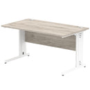 Dynamic Office Solutions Impulse desk, 1400 × 800 mm, grey-oak top and white  cable-managed leg
