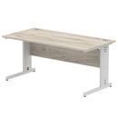 Dynamic Office Solutions Impulse desk, 1600 × 800 mm, grey-oak top and silver cable-managed leg