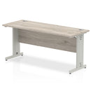 Dynamic Office Solutions Impulse 1600mm slimline desk with cable managed leg, featuring beech top and silver leg.