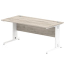 Dynamic Office Solutions Impulse desk, 1600 × 800 mm, grey-oak top and white cable-managed leg