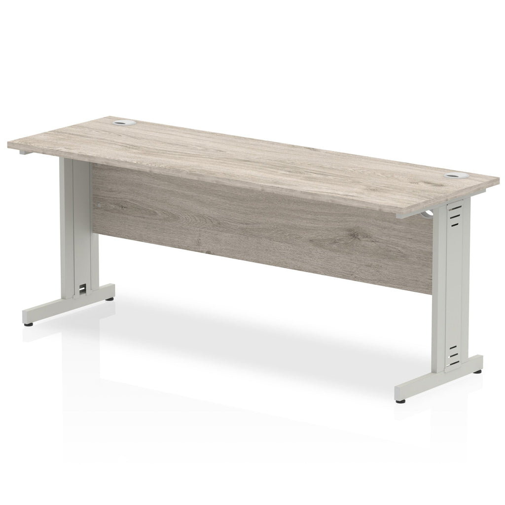 Impulse 1800mm slimline desk with cable managed leg in beech and silver color by Dynamic Office Solutions