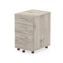Dynamic Office Solutions 3-drawer under desk pedestal in beech, grey oak, or maple finishes.