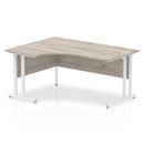 Beech and silver cantilever leg crescent desk by Dynamic Office Solutions with ergonomic design for modern office setups.