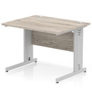 Dynamic Office Solutions Impulse desk, 1000 × 800 mm, grey-oak top and silver cable-managed leg