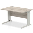 Impulse 1000mm straight desk with cable-managed leg in beech top and silver leg by Dynamic Office Solutions