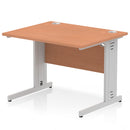 Dynamic Office Solutions Impulse desk, 1000 × 800 mm, beech top and silver cable-managed leg