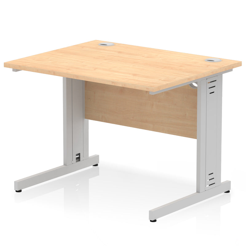 Dynamic Office Solutions Impulse desk, 1000 × 800 mm, maple top and silver cable-managed leg