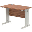 Beech top straight desk with silver cable managed cantilever legs by Dynamic Office Solutions