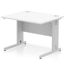 Dynamic Office Solutions Impulse desk, 1000 × 800 mm, white top and silver cable-managed leg