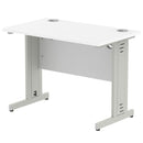 Dynamic Office Solutions 1000mm straight desk with cable managed leg in beech top and silver leg