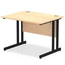 Dynamic Office Solutions 1000mm straight desk with cantilever leg in beech top and silver leg