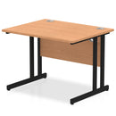 Impulse 1000mm straight desk with cantilever legs in beech top and silver legs, designed by Dynamic Office Solutions.