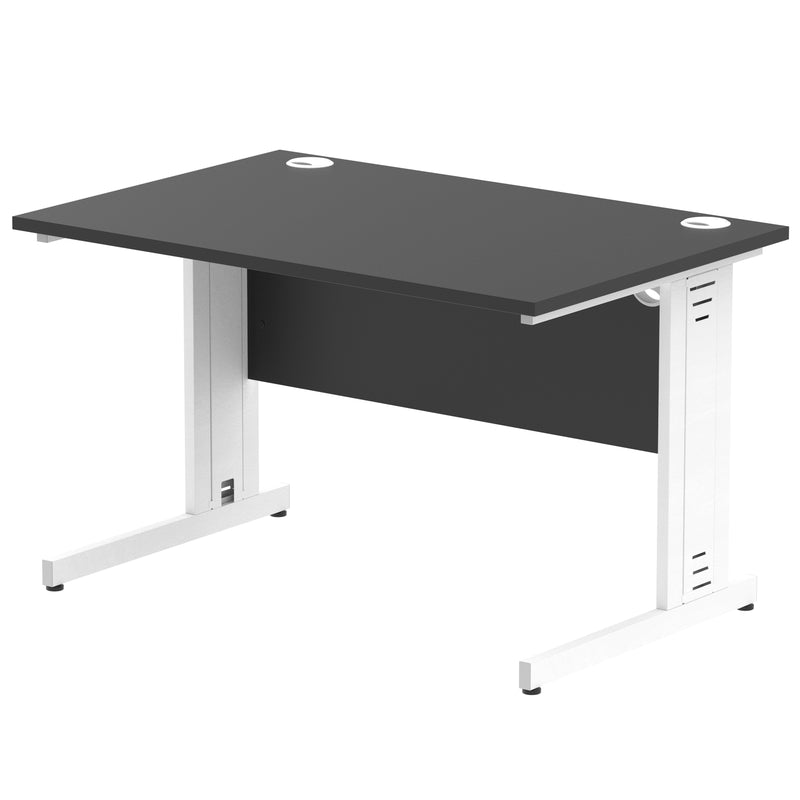 Dynamic Office Solutions Impulse desk, 1200 × 800 mm, black top and white cable-managed leg