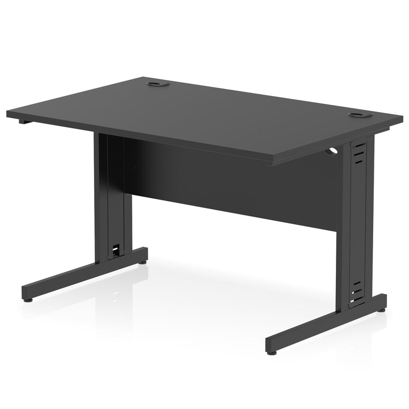 Dynamic Office Solutions Impulse desk, 1200 × 800 mm, black top and black cable-managed leg