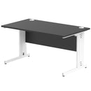 Dynamic Office Solutions Impulse desk, 1400 × 800 mm, black top and white  cable-managed leg