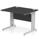 Dynamic Office Solutions Impulse desk, 1000 × 800 mm, black top and silver cable-managed leg