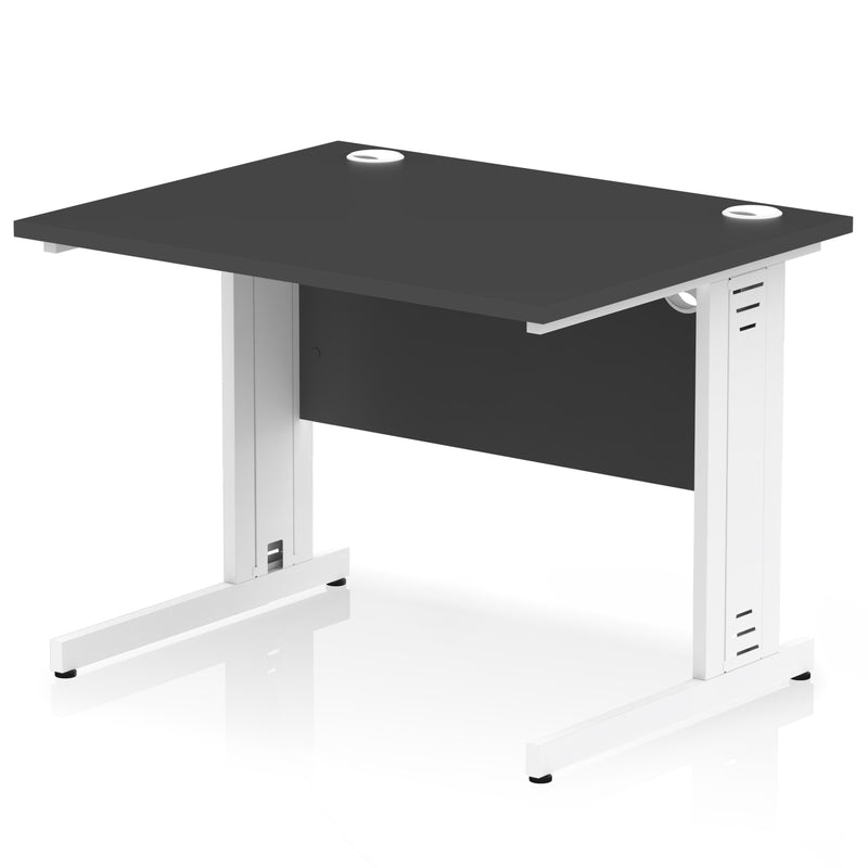 Dynamic Office Solutions Impulse desk, 1000 × 800 mm, black top and white cable-managed leg