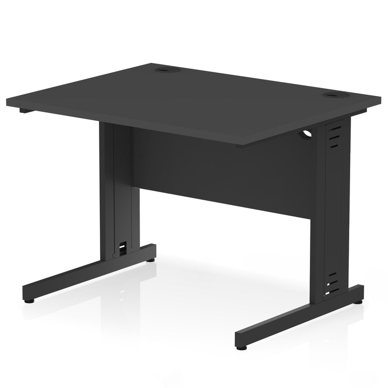 Dynamic Office Solutions Impulse desk, 1000 × 800 mm, black top and frame with cable-managed leg
