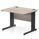 Dynamic Office Solutions Impulse desk, 1000 × 800 mm, grey-oak top and black cable-managed leg