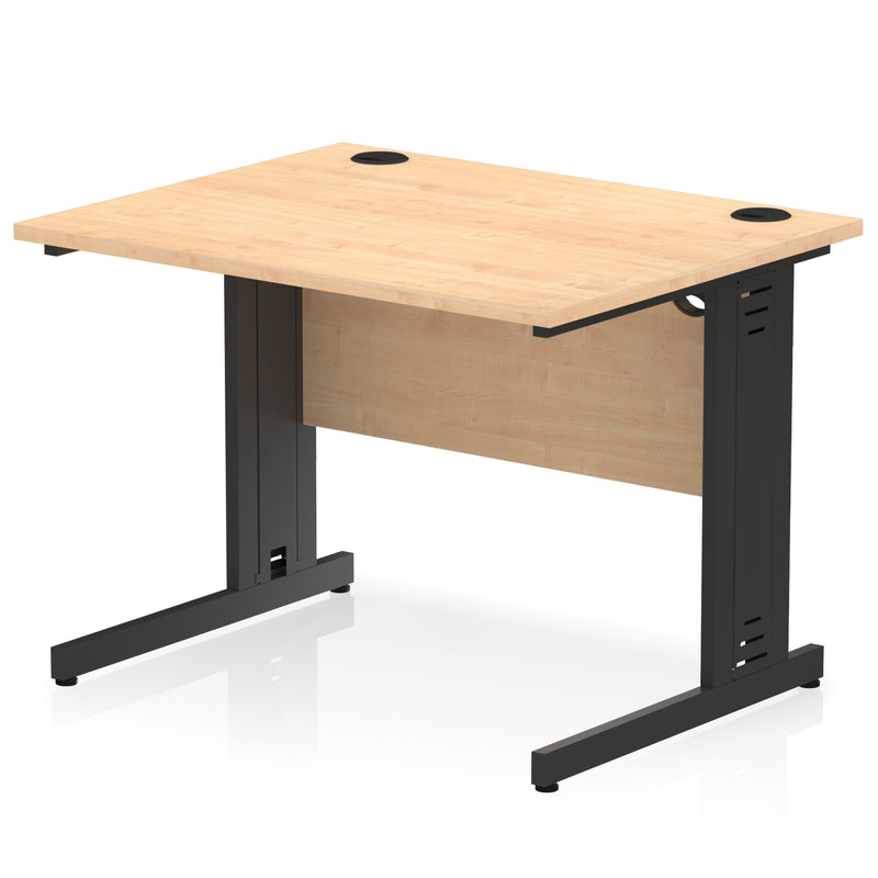 Dynamic Office Solutions Impulse desk, 1000 × 800 mm, maple top and black cable-managed leg