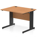 Dynamic Office Solutions Impulse desk, 1000 × 800 mm, oak top and black cable-managed leg