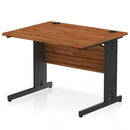 Dynamic Office Solutions Impulse desk, 1000 × 800 mm, walnut top and black cable-managed leg