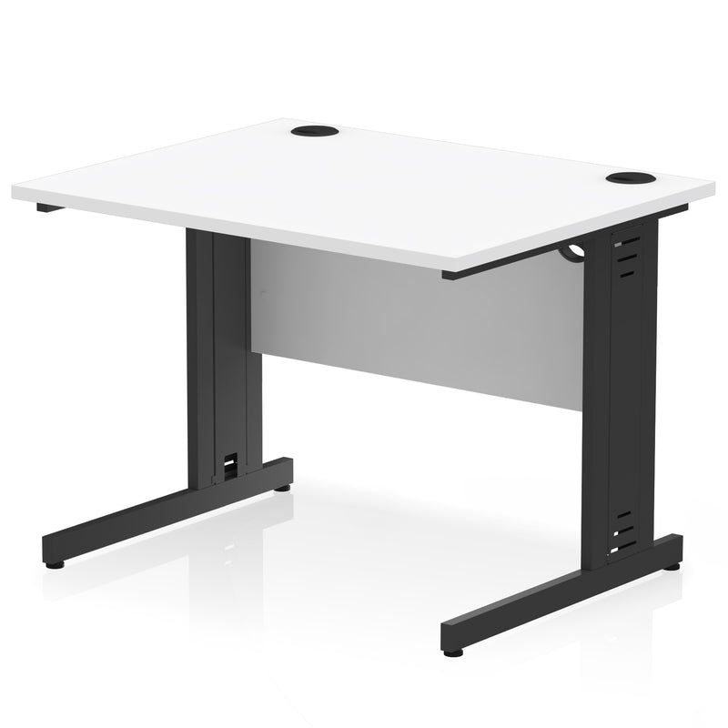 Dynamic Office Solutions Impulse desk, 1000 × 800 mm, white top and black cable-managed leg