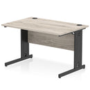 Dynamic Office Solutions Impulse desk, 1200 × 800 mm, grey-oak top and black cable-managed leg