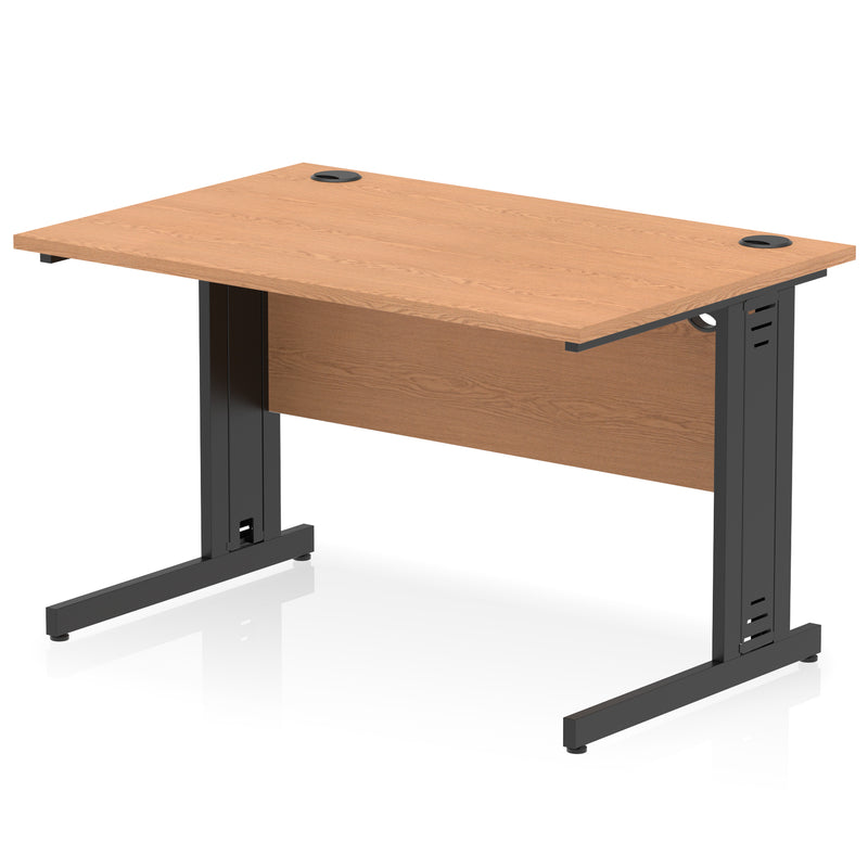 Dynamic Office Solutions Impulse desk, 1200 × 800 mm, oak top and black cable-managed leg