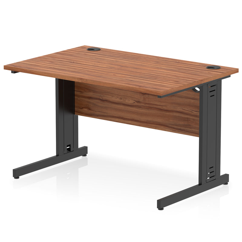 Dynamic Office Solutions Impulse desk, 1200 × 800 mm, walnut top and black cable-managed leg