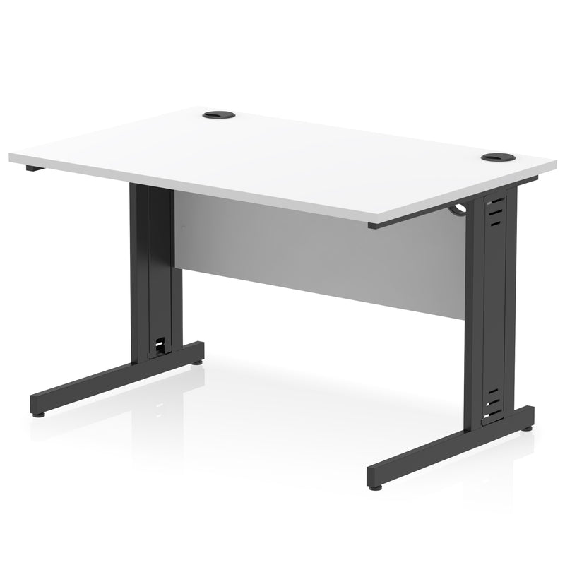 Dynamic Office Solutions Impulse desk, 1200 × 800 mm, white top and black cable-managed leg