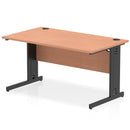 Dynamic Office Solutions Impulse desk, 1400 × 800 mm, beech top and black  cable-managed leg