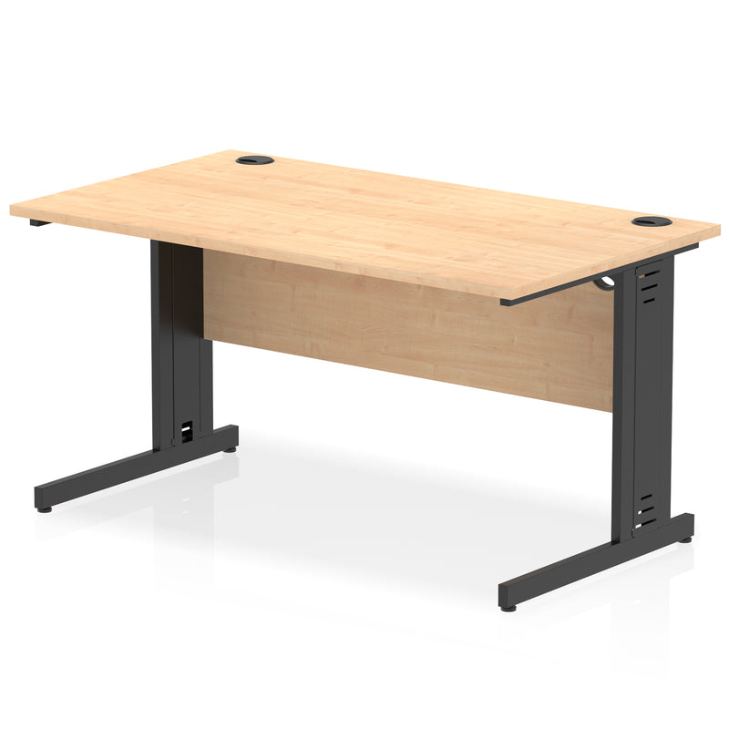 Dynamic Office Solutions Impulse desk, 1400 × 800 mm, maple top and black  cable-managed leg