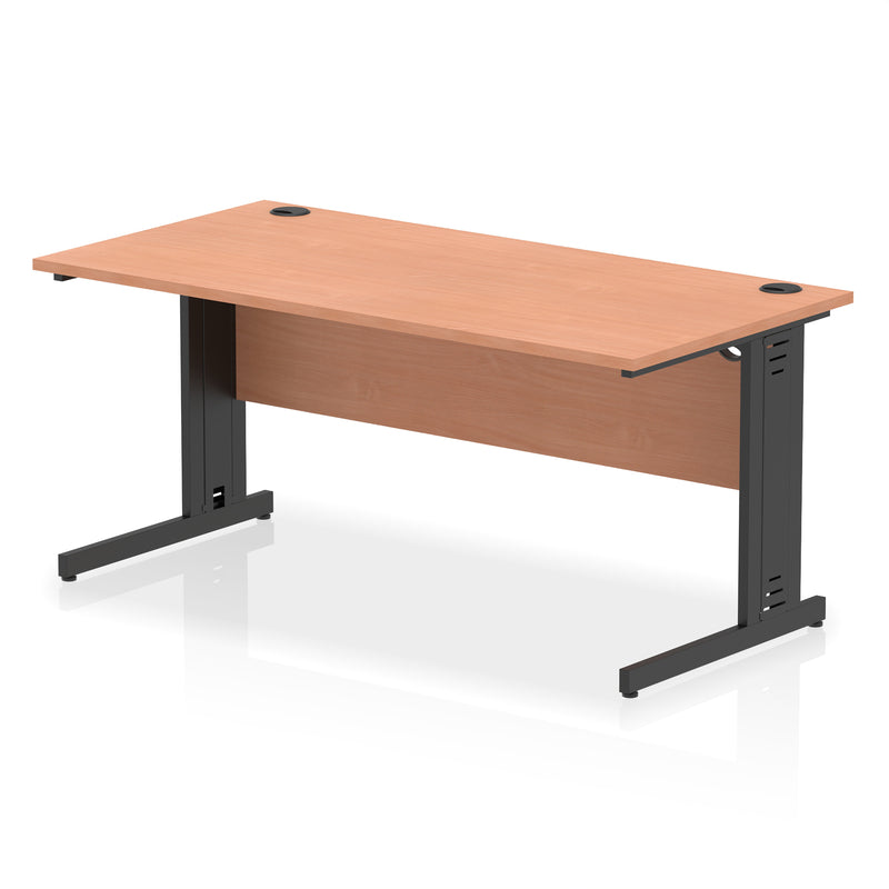 Dynamic Office Solutions Impulse desk, 1600 × 800 mm, beech top and black cable-managed leg
