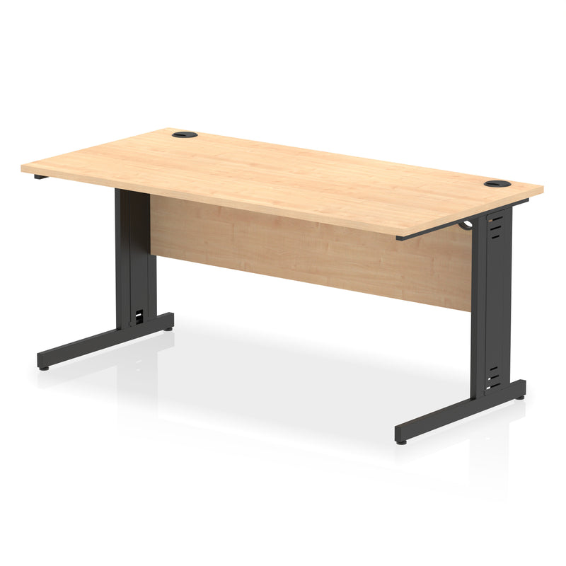 Dynamic Office Solutions Impulse desk, 1600 × 800 mm, maple top and black cable-managed leg